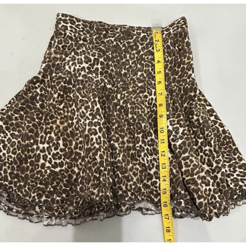 Children's Place Animal Print Corduroy Skirt Girls Size 8‎ Brown Leopard Ruffle